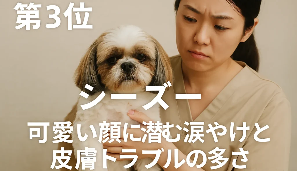 第3位 シーズー|可愛い顔に潜む涙やけと皮膚トラブルの多さ