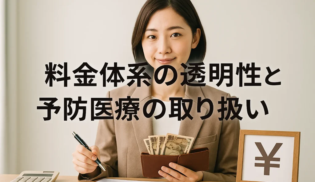 料金体系の透明性と予防医療の取り扱い
