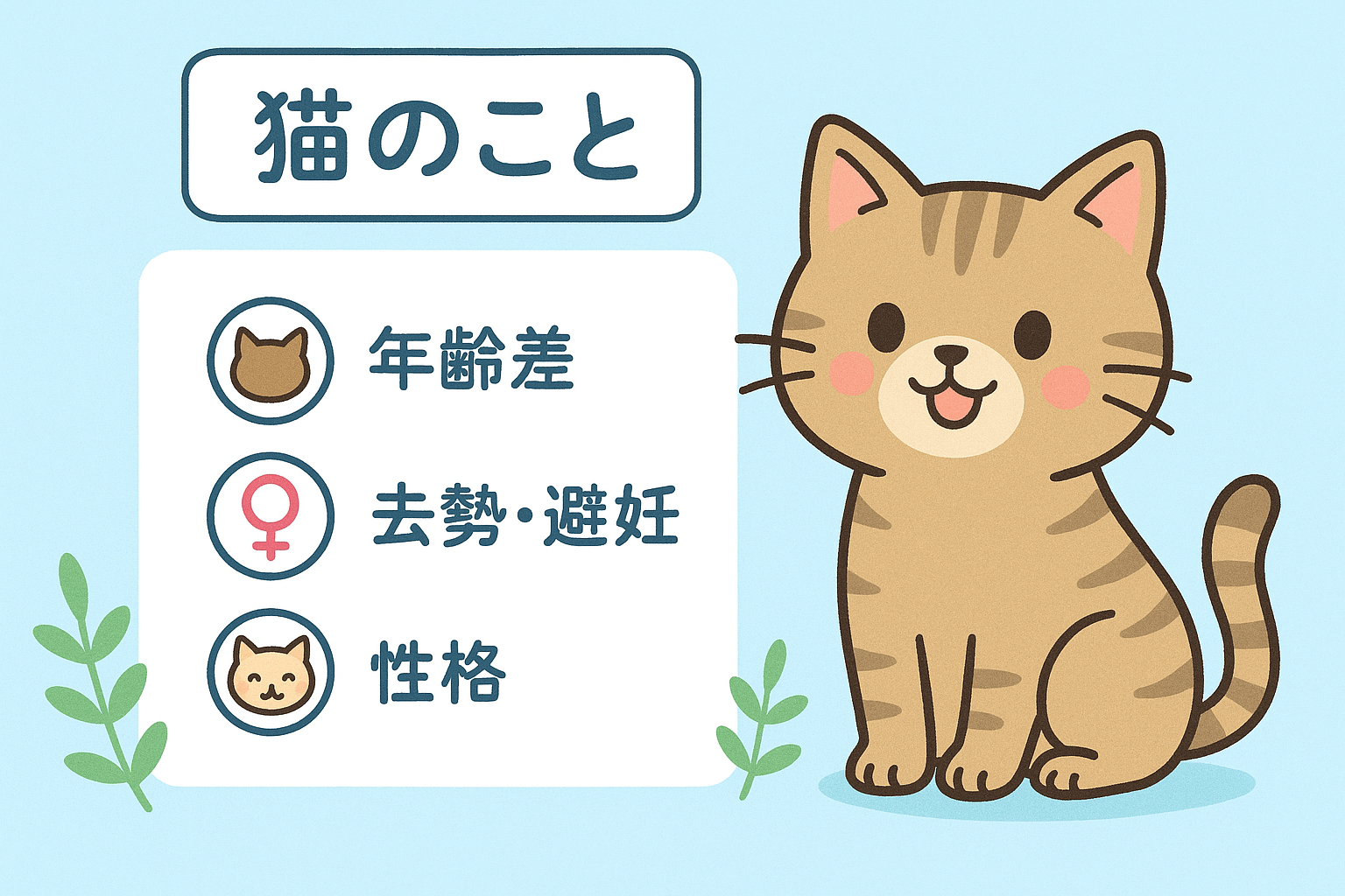 Flat, cute, bright and cheerful Japanese pet-blog illustration style infographic. A simple checklist
