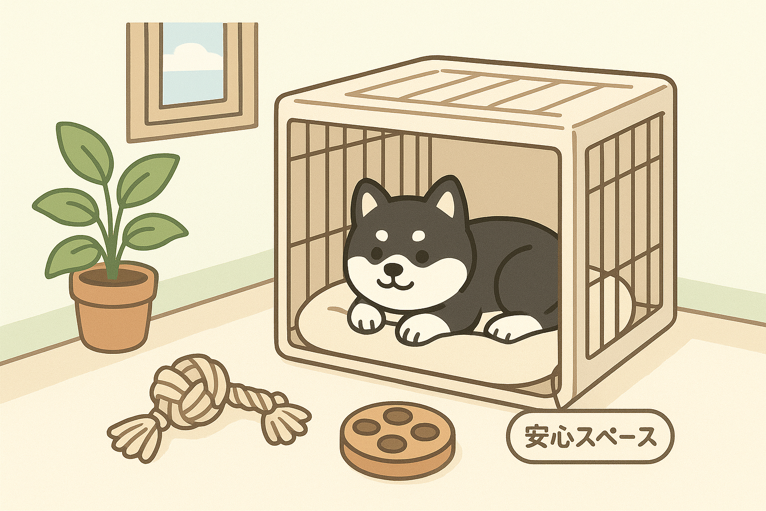 A flat, cute, bright and cheerful Japanese pet-blog illustration, polished premium lifestyle style.